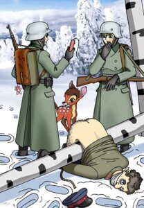 Rating: Questionable Score: 0 Tags: arms_tied backpack bambi bambi_(film) belt_pouch birch_tree body_hair bottomless bound clothed clothing coat deer disney dynamite e621 explosives female feral forced front_view fully_bound gag gagged german green_clothing green_coat green_topwear group gun hat headgear headwear human imminent_anal imminent_death legs_tied male mammal military mule_deer new_world_deer outside plant politics ranged_weapon rear_view red_star rifle russian snow soldier standing three-quarter_view topwear torture tree unknown_artist violence warrior weapon what winter User: bunchy7s