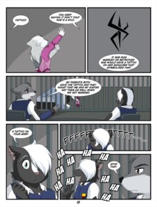 Rating: Safe Score: 0 Tags: anthro arctic_wolf bars black_body black_fur black_nose canid canine canis comic dialogue e621 english_text eyes_closed female fur hair hair_over_eye iuana_(raven_wolf) kurapika laugh male mammal mephitid military one_eye_obstructed pink_nose prison prison_bars prison_cell raven_wolf scar skunk tattoo teddy_conner text tribal white_body white_fur white_hair wolf zack_magellan User: bunchy7s