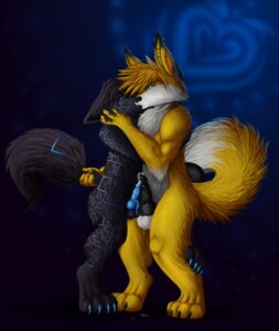 Rating: Explicit Score: 0 Tags: 4_toes abstract_background animal_genitalia animal_penis anthro balls black_body black_fur black_hair black_penis blue_eyes bodily_fluids canid canine canine_genitalia canine_penis canis claws cum digitigrade duo e621 ear_piercing erection feet fennec_fox fox frottage fur genital_fluids genital_piercing genitals hair heart_symbol hi_res hindpaw kajowwojak_(character) kissing kitsu_momochi knot male male/male mammal nude paws penile penis penis_piercing penises_touching piercing prettykitty13 sex simple_background standing tail tail_grab toes true_fox wolf yellow_body yellow_fur User: bunchy7s