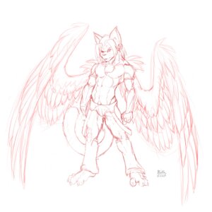 Rating: Questionable Score: 0 Tags: 1:1 anthro chest_tuft clothed clothing domestic_cat e621 ear_piercing feathered_wings feathers felid feline felis fur hi_res joeb_(madpolar) madpolar male mammal monochrome muscular muscular_anthro muscular_male piercing sketch solo tail topless tuft wings User: bunchy7s