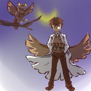 Rating: Safe Score: 0 Tags: 1:1 abstract_background alternate_species avian beak bird brown_hair clothed clothing cosplay duo e621 eyewear feathered_wings feathers feral fully_clothed generation_2_pokemon glasses gradient_background hair hitec human humanized male mammal moon nintendo noctowl pokemon pokemon_(species) short_hair simple_background standing tail tail_feathers wings User: bunchy7s