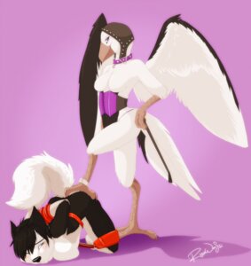 Rating: Questionable Score: 0 Tags: 2011 anthro ass_up avian bdsm bondage bound butt butt_grab canid canine canis collar domestic_dog dominant dominant_female duo e621 feathered_wings feathers female female/female hand_on_butt hands_behind_back husky lying magpie_(artist) mammal miasma_(character) nordic_sled_dog on_front ryunwoofie spitz submissive submissive_female tail wings User: bunchy7s