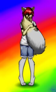Rating: Safe Score: 0 Tags: anthro barefoot biped black_eyes black_highlights bottomwear canid canine chiroina chyo clothing denim denim_clothing e621 feet fluffy fluffy_tail fox hair hi_res highlights_(coloring) him_the_baker holding_tail male mammal rainbow rainbow_background red_hair shirt shorts simple_background solo tail tail_hug tank_top topwear User: bunchy7s