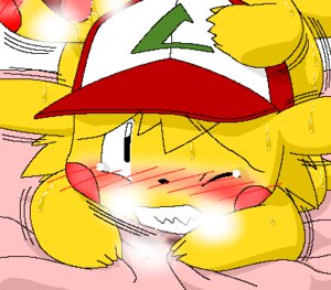 Rating: Explicit Score: 0 Tags: ashchu blush bodily_fluids breath clenched_teeth clothing digital_media_(artwork) duo e621 fur generation_1_pokemon hat headgear headwear low_res male male/male mammal nintendo oekaki one_eye_closed panting pasaran pikachu pokemon pokemon_(species) rodent saliva sex shaking sweat teeth yellow_body yellow_fur User: bunchy7s