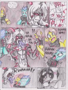 Rating: Questionable Score: 0 Tags: abs biceps big_muscles black_hair blue_eyes bodily_fluids bow_(feature) bow_tie chaostone claws comic dialogue e621 earth_pony english_text equid equine exclamation_point fangs female feral friendship_is_magic frown fur grey_body grey_fur group hair hasbro hi_res horn horse long_hair looking_at_viewer lying male mammal markings multi_tongue muscular my_little_pony octavia_(mlp) on_back open_mouth pony purple_eyes red_eyes scar sharp_teeth shocked smile sweat teeth text tongue tongue_out User: bunchy7s