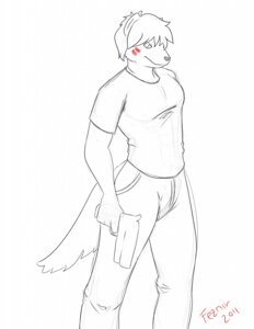 Rating: Safe Score: 0 Tags: 2011 anthro biped bottomwear clothed clothing e621 facial_markings feznir fully_clothed gun hair handgun head_markings herpestid hi_res holding_gun holding_object holding_ranged_weapon holding_weapon looking_aside looking_at_viewer male mammal markings mongoose pants partially_colored pistol ranged_weapon seth_häser shirt short_hair simple_background sketch solo standing t-shirt tail topwear weapon white_background User: bunchy7s