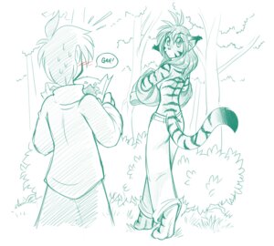 Rating: Safe Score: 0 Tags: ahoge anthro awkward belt blush bodily_fluids bottomwear breasts casual_exposure claws clothed clothing conditional_dnp digitigrade duo e621 embarrassed feet felid female female_on_human flora_(twokinds) grass hair hindpaw human human_on_anthro interspecies keidran long_hair male male/female male_on_anthro mammal map monochrome outside pantherine pants paws plant rear_view romantic romantic_couple shirt short_hair shrub simple_background sketch stripes sweat tail tiger tom_fischbach topless topwear trace_legacy tree twokinds undressing white_background User: bunchy7s