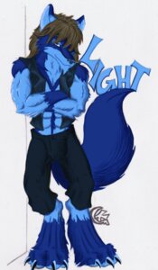Rating: Safe Score: 0 Tags: 4_toes abs anthro barefoot biped blue_body blue_fur bottomwear brown_hair canid canine canis claws clothed clothing crossed_arms dipstick_ears e621 ear_markings feet fur gloves_(marking) hair hellgoddess hi_res leg_markings looking_at_viewer male mammal markings multicolored_ears muscular muscular_anthro muscular_male pants simple_background smile socks_(marking) solo standing tail text toe_claws toes topwear vest white_background wolf User: bunchy7s