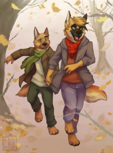 Rating: Safe Score: 0 Tags: 4_toes anthro autumn barefoot biped black_body black_ears black_fur black_hair black_nose blonde_hair bottomwear brown_body brown_clothing brown_coat brown_ears brown_fur brown_nose brown_tail brown_topwear canid canine canis clothed clothing coat conditional_dnp denim denim_bottomwear denim_clothing detailed_background digital_media_(artwork) domestic_dog duo e621 falling_leaves feet fluffy fluffy_tail forest fully_clothed fur garnetto german_shepherd green_bottomwear green_clothing green_eyes green_pants green_scarf grey_clothing grey_hoodie grey_topwear hair hand_holding herding_dog hoodie jeans kerchief leaf male mammal multicolored_ears multicolored_hair multicolored_tail nature neckerchief neckwear open_mouth orange_body orange_fur orange_tail outside pants pastoral_dog pattern_clothing pattern_kerchief pattern_neckerchief pattern_scarf paws pink_tongue plaid plaid_clothing plaid_kerchief plaid_neckerchief plant purple_bottomwear purple_clothing purple_jeans purple_pants red_clothing red_kerchief red_neckerchief red_shirt red_topwear romantic romantic_ambiance romantic_couple scarf shadydog shirt snout tail teeth toes tongue topwear tree two_tone_ears two_tone_hair white_body white_clothing white_fur white_shirt white_tail white_topwear yellow_body yellow_ears yellow_eyes yellow_fur yellow_tail User: bunchy7s