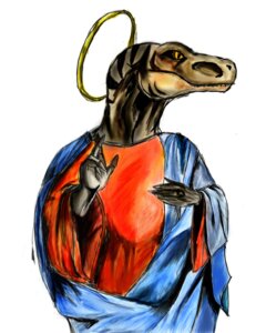 Rating: Safe Score: 0 Tags: 4:5 anthro bambidude brown_body claws clothing dinosaur dromaeosaurid e621 halo hi_res male orange_eyes prehistoric_species raptor_jesus reptile robe saurischian scalie simple_background solo theropod velociraptor white_background User: bunchy7s