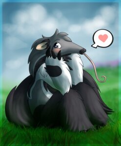 Rating: Safe Score: 0 Tags: anteater anthro biped blush claws e621 ear_piercing female giant_anteater grass grey_eyes heart_symbol hi_res long_snout long_tongue mammal outside phantom- piercing pilosan plant sitting sky snout solo tongue tongue_out xenarthran User: bunchy7s