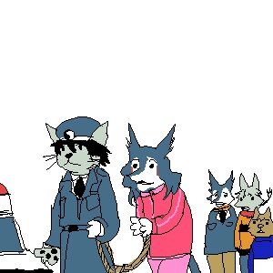 Rating: Safe Score: 0 Tags: 1:1 ambiguous_gender arrested clothing e621 felid group low_res mammal mick39 police rain_silves sergal simple_background tail track_pants tracksuit white_background User: bunchy7s