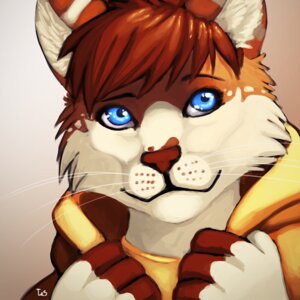 Rating: Safe Score: 0 Tags: 1:1 ambiguous_gender anthro blue_eyes brown_body brown_fur brown_hair bust_portrait domestic_cat e621 felid feline felis fur hair icon mammal portrait smile solarbyte solo white_body white_fur User: bunchy7s