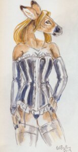 Rating: Safe Score: 0 Tags: 2013 anthro clothing corset deer e621 female garter_straps heather_bruton legwear lingerie mammal panties solo stockings topwear underwear User: bunchy7s