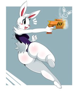 Rating: Questionable Score: 0 Tags: anthro blush breasts butt clothed clothed_anthro clothed_female clothing cupcake_(oriole) digital_media_(artwork) e621 female female_anthro femme_fatale gun hi_res holding_gun holding_object holding_ranged_weapon holding_weapon lagomorph leotard leporid mammal monotone_clothing monotone_leotard rabbit ranged_weapon side_boob solo sssonic2 thong underwear weapon User: bunchy7s