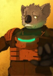 Rating: Safe Score: 0 Tags: amit anthro armor blood blood_on_armor bodily_fluids dead_space e621 electronic_arts front_view fur grey_body grey_fur hi_res koala looking_at_viewer machine male mammal marsupial power_armor scared simple_background solo teeth visceral_games vombatiform warm_colors yellow_background yellow_eyes User: bunchy7s