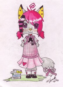 Rating: Safe Score: 0 Tags: 2011 alternative_fashion anthro blush book canid canine canis clothed clothing collar coontail_hair crayon_(artwork) domestic_dog e621 female footprint hair heart_symbol kaiaki_moonwolf_(i-ki) male_(lore) mammal marker_(artwork) pawprint paws pink_hair ribbons scene_(fashion) scene_haircut school_uniform solo tail traditional_media_(artwork) tsukinoookami uniform wolf young young_anthro young_female User: bunchy7s