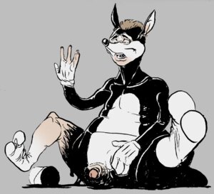 Rating: Explicit Score: 0 Tags: 2_toes anthro e621 feet genitals inkblot kangaroo macropod male mammal marsupial paint penis pouch_(anatomy) solo species_transformation suit_transformation swatcher toes toonification toony transformation what User: bunchy7s