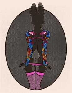 Rating: Questionable Score: 0 Tags: 2012 anthro biped bix707 bra butt clothed clothing e621 female grey_body hi_res lagomorph legwear leporid mammal panties rabbit simple_background skimpy solo standing stockings tattoo underwear undressing User: bunchy7s