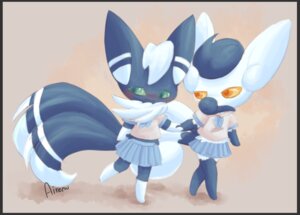 Rating: Safe Score: 0 Tags: airenu anthro blue_eyes blush border bottomwear clothed clothing crossdressing duo e621 felid female generation_6_pokemon grey_border hand_holding looking_away male mammal meowstic meowstic_(female) meowstic_(male) multi_tail nintendo orange_eyes pokemon pokemon_(species) school_uniform skirt tail uniform walking yellow_sclera User: bunchy7s