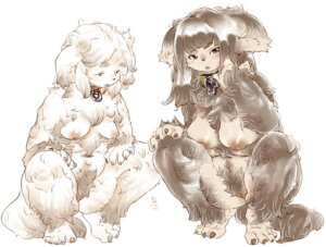 Rating: Explicit Score: 0 Tags: anthro breasts canid canine crouching duo e621 female genitals mammal nipples nude shikaneda simple_background slightly_chubby tail vulva white_background User: bunchy7s