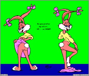 Rating: Questionable Score: 0 Tags: 1994 anthro babs_bunny black_border border e621 english_text female lagomorph leporid mammal rabbit solo text tiny_toon_adventures toony vintage warner_brothers wdf User: bunchy7s