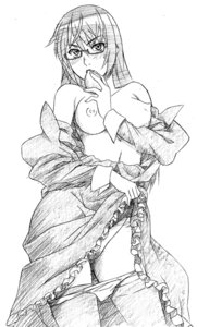 Rating: Questionable Score: 0 Tags: blush censored copyright_request dress female glasses long_hair monochrome nipples panties panty_pull pubic_hair pussy rule34 sawa_jaaji thighhighs traditional_media underwear User: bunchy7s