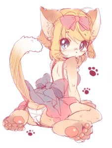 Rating: Questionable Score: 0 Tags: amezawa_koma backless_clothing backless_dress black_nose blonde_hair blue_eyes blush butt butt_cleavage clothed clothing domestic_cat dress e621 feet felid feline felis female footprint hair hindpaw looking_at_viewer looking_back mammal panties pawpads pawprint paws ribbons sitting solo tail tail_under_skirt tail_upskirt underwear upskirt wariza whiskers white_clothing white_panties white_underwear User: bunchy7s