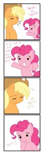 Rating: Safe Score: 0 Tags: :3 applejack_(mlp) border clothing comic dialogue e621 earth_pony english_text equid equine female friendship_is_magic fur hasbro hat headgear headwear hi_res horse mammal my_little_pony pink_body pink_fur pinkie_pie_(mlp) pony pyruvate text white_border User: bunchy7s