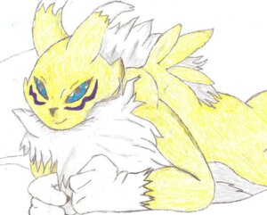 Rating: Questionable Score: 0 Tags: anthro bandai_namco black_sclera blue_eyes canid canine chest_tuft colored_pencil_(artwork) digimon digimon_(species) e621 female fur furryreconz hi_res looking_at_viewer mammal nude renamon simple_background smile solo traditional_media_(artwork) tuft white_background yellow_body yellow_fur User: bunchy7s