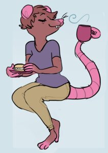 Rating: Safe Score: 0 Tags: 3_toes 4_fingers anthro barefoot beverage bottomwear brown_body brown_fur brown_hair buckteeth capris clothed clothing coffee dentia e621 eyes_closed feet female fingers food fur hair hot_drink long_tail mammal murid murine pants pink_fingers pink_nose pink_toes prehensile_tail rat ricket rodent shirt short_hair sketch smile solo tail teeth thick_tail toes topwear whiskers User: bunchy7s