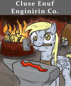 Rating: Safe Score: 0 Tags: amber_eyes anvil apron bacon blacksmith blonde_hair clothing cutie_mark derpy_hooves_(mlp) e621 english_text equid equine feathered_wings feathers female feral fire food friendship_is_magic fur grey_body grey_feathers grey_fur hair hammer hasbro hi_res holding_object holding_tool king-kakapo long_hair looking_at_viewer mammal meat my_little_pony mythological_creature mythological_equine mythology pegasus shovel smile smoke solo text tools wings yellow_eyes User: bunchy7s