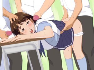Rating: Explicit Score: 0 Tags: artist_request bent_over brown_eyes brown_hair censored female footwear group_sex looking_at_viewer male open_mouth panties panty_pull penis rule34 school_desk school_uniform sex socks tongue underwear User: bunchy7s
