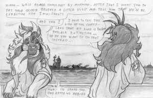 Rating: Safe Score: 0 Tags: 2008 ajinta comic dialogue e621 english_text felid greyscale hinduism leovictor lion male mammal monochrome outside pantherine religion sea shaded sketch text water User: bunchy7s