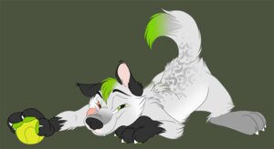 Rating: Safe Score: 0 Tags: anthro ball black_body black_fur canid canine canis claws dipstick_tail e621 facial_tuft finger_claws fur fur_markings gloves_(marking) green_background green_body green_fur green_hair green_pawpads grey_body grey_fur hair heterochromia holding_ball holding_object holding_tennis_ball leg_markings looking_at_viewer male mammal markings narrowed_eyes pawpads simple_background smile socks_(marking) solo tabbiefox tail tail_markings tennis_ball toe_claws tongue tongue_out tuft vinny wolf User: bunchy7s