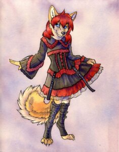 Rating: Safe Score: 0 Tags: 2013 anthro barefoot biped blue_eyes canid canine claws clothed clothing corsac_fox digitigrade dress e621 feet female fluffy fluffy_tail fox fully_clothed fur hair kitsune_suzzo lacing legwear looking_at_viewer mammal pose red_hair ruaidri simple_background smile solo standing tail traditional_media_(artwork) true_fox whiskers white_background white_body white_fur User: bunchy7s
