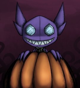 Rating: Safe Score: 0 Tags: 2011 ambiguous_gender e621 food fruit generation_3_pokemon girgrunny grin humanoid looking_at_viewer nintendo plant pokemon pokemon_(species) pumpkin purple_body sableye smile solo teeth User: bunchy7s