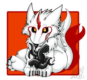 Rating: Questionable Score: 0 Tags: 2008 amber_eyes ambiguous_gender anthro biped bodily_fluids claws drooling e621 english_text fur inuki saliva sergal sitting solo tail tentacles text white_body white_fur User: bunchy7s