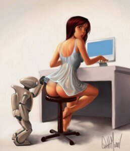Rating: Questionable Score: 0 Tags: ass beige_skin black_eyes breasts brown_hair color computer desk dress female human long_hair lowres medium_breasts pinup robot rule34 sitting solo_focus stool underboob upskirt white_dress will_mirai User: bunchy7s
