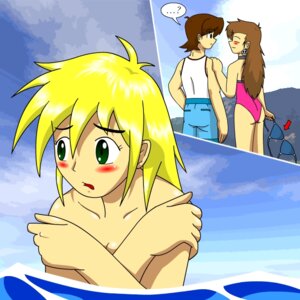 Rating: Questionable Score: 0 Tags: 1:1_aspect_ratio bad_censor blonde-haired_female blue_bikini_top blue_water blush breasts censored closed_eyes covering covering_breasts female glistening_hair green-eyed_female light_brown_hair long_brown_hair male mega_man mega_man_legends mega_man_volnutt open_eyes partially_submerged roll_caskett rule34 sea short-haired_male short_blonde_hair short_brown_hair short_hair tron_bonne User: bunchy7s