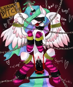 Rating: Explicit Score: 0 Tags: 2012 5:6 ball_gag bdsm blindfold blush bondage bound chain clothing daqulith e621 equid equine feathered_wings feathers female feral footwear friendship_is_magic gag gagged genitals hasbro hi_res horn legwear mammal my_little_pony mythological_creature mythological_equine mythology princess_celestia_(mlp) quadruped socks solo submissive submissive_female tail vaginal vulva white_body white_feathers winged_unicorn wings User: bunchy7s