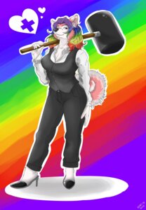 Rating: Safe Score: 0 Tags: 2010 anthro biped black_nose breasts canid canine canis cleavage clothed clothing domestic_dog e621 female footwear fur hair hammer heart_symbol heartz heartz_(character) hi_res high_heels husky long_hair looking_at_viewer mammal maul multicolored_hair nordic_sled_dog pink_body pink_fur purple_eyes rainbow rainbow_hair shoes solo sparklefur spitz standing tail tools white_body white_fur wide_hips wolf User: bunchy7s