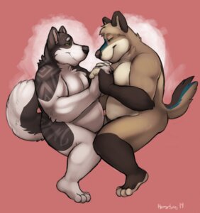 Rating: Safe Score: 0 Tags: 2014 anthro biceps canid canine canis coyote cuddling domestic_dog duo e621 eye_contact fur hand_holding hi_res horrorbuns husky looking_at_another male male/male mammal muscular nordic_sled_dog overweight rizzja romantic romantic_ambiance romantic_couple segy simple_background smile spitz User: bunchy7s