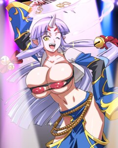 Rating: Explicit Score: 0 Tags: 1girls areolae bandeau bell belt breasts clothes dancing endless_frontier fan fangs female hand_on_hip horns huge_breasts jingle_bell long_hair navel nippleless_clothes nipples oni open_mouth pointy_ears purple_hair rule34 silver_hair skindentation solo sparkle super_robot_wars super_robot_wars_og_saga_mugen_no_frontier suzuka_hime tubetop usatarou wink User: bunchy7s