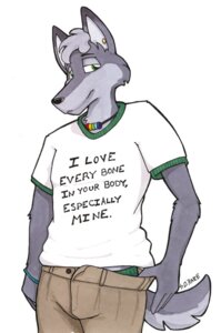 Rating: Safe Score: 0 Tags: 2001 anthro bracelet canid canine canis clothed clothing e621 ear_piercing english_text freedom_rings green_eyes grey_hair hair humor jewelry looking_at_viewer male mammal multicolored_jewelry multicolored_necklace necklace piercing pun rainbow_jewelry rainbow_necklace rainbow_symbol sean_o'hare shirt simple_background smile solo stated_homosexuality stated_sexuality tail text topwear undressing vintage white_background wolf User: bunchy7s