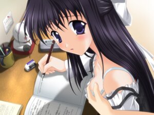 Rating: Questionable Score: 0 Tags: aqua_eyes blue_eyes blush bow bra breast_grab breasts down_blouse feline female game_cg hair_ribbon hairbow homework lingerie looking_up nanao_naru notebook pen ribbon rule34 shirakawa_sayaka strap_slip suika_(game) underwear |_| User: bunchy7s