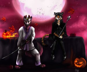 Rating: Safe Score: 0 Tags: aliena-cordis anthro canid canine canis duo e621 felid halloween holidays male mammal mask melee_weapon pantherine seasonal sword tail tiger weapon wolf User: bunchy7s