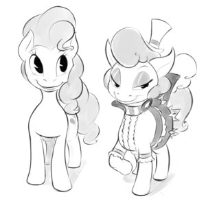 Rating: Safe Score: 0 Tags: black_and_white clothing cutie_mark duo e621 earth_pony elsian equid equine female feral friendship_is_magic hasbro hat headgear headwear horse mammal monochrome my_little_pony pinkie_pie_(mlp) pony quadruped sapphire_shores_(mlp) simple_background smile standing tail white_background User: bunchy7s