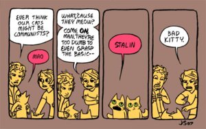 Rating: Safe Score: 0 Tags: 2007 ambiguous_gender clothed clothing comic communism dialogue domestic_cat e621 english_text felid feline felis female feral frown fully_clothed fur gesture green_eyes group hair hand_gesture holding_character horn human humor joseph_stalin looking_at_another looking_down looking_up male mammal mao_zedong nude pointing pointing_at_another politics shirt short_hair speech_bubble text toony topwear unknown_artist User: bunchy7s