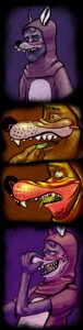 Rating: Questionable Score: 0 Tags: anthro body_horror canid canine canis clothing costume disguise e621 four_frame_image four_frame_sequence halloween hi_res holidays magic male mammal sequence solo species_transformation swatcher transformation transformation_sequence wolf User: bunchy7s